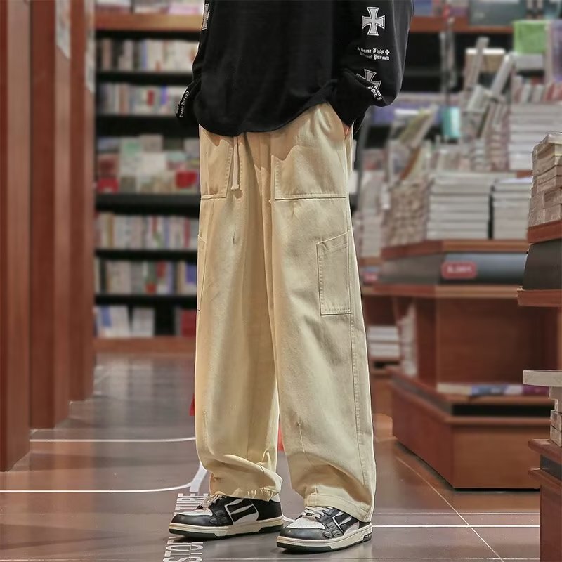 Vintage Trendy Overalls Men's Spring and Autumn 2023 New Japanese Style Trendy Brand Loose Straight Casual All-match Long Pants