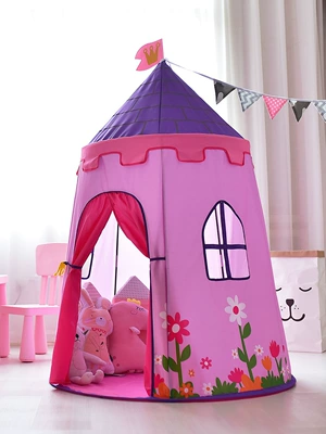 Children's Tent Playhouse Indoor Avtomobil dam çadırları - 600d-rocket-canopy-5-poles-pink-child