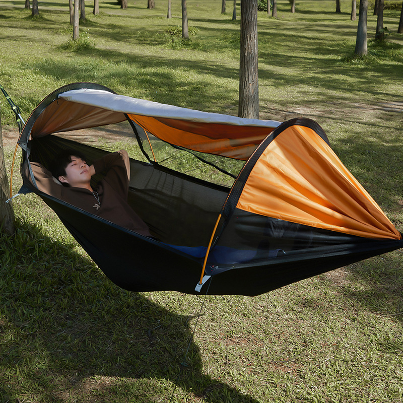 Traveler's Hammock, Mosquito-Proof and Anti-Rollover, Outdoor Hammock with Detachable Mosquito Net, Camping Hammock, Quick-Opening Mosquito-Proof Hammock
