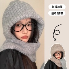 韩版纯色巴拉克拉法帽秋冬季保暖防风护颈针织围脖帽子一体包头帽