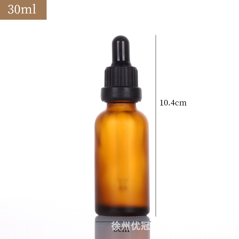 Botella de esencia cosmética portátil a prueba de luz marrón Botella de aceite esencial de vidrio esmerilado sellado cuentagotas