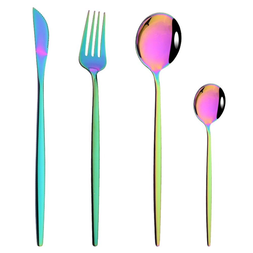 Vajilla de acero inoxidable portugués cuchillo de carne y tenedor portátil ins Hotel Occidental de oro occidental comida cuchillo y tenedor combinación