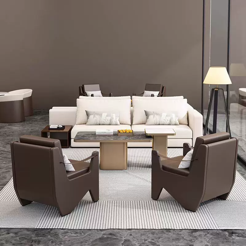 现代售楼处洽谈沙发桌椅组合酒店会客会所大堂休息区卡座家具