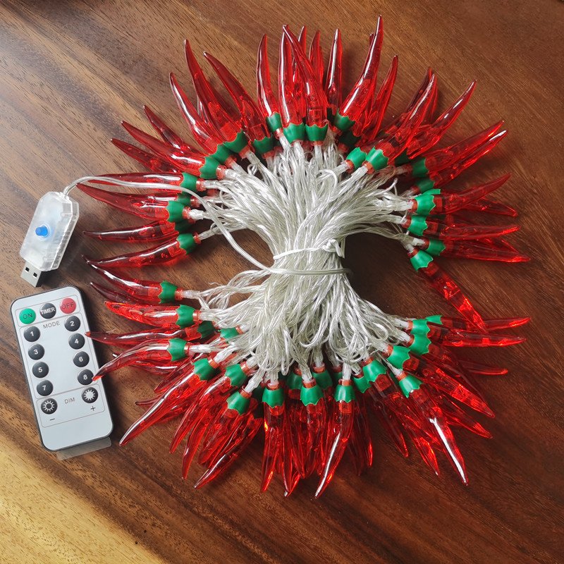 LED luces de colores de pimienta roja luces de cadena luces intermitentes Año Nuevo Navidad vacaciones decoración atmósfera luces Año Nuevo decoración del hogar iluminación