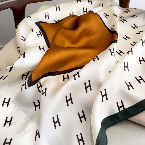  Korean version of the new simulated silk scarf fashion decorative warm small silk scarf professional scarf scarf for women