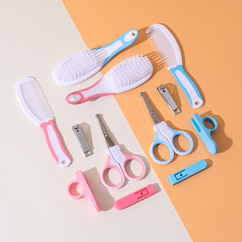 Embalaje inglés de comercio exterior, champú para bebés, baño, cepillo, juego de cortaúñas para recién nacidos, seguro y anti-pellizcar