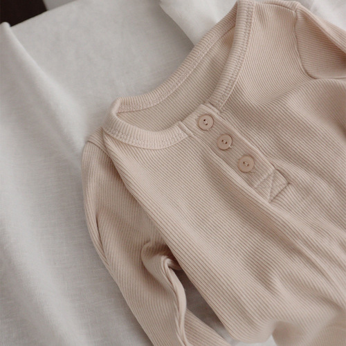 Cotton Small Pit Strip Set Korean Style Base Layer Children's Pajama Set Air Conditioner Two-Piece Pajama Spring and Autumn Children's Clothing Wholesale Antibacterial