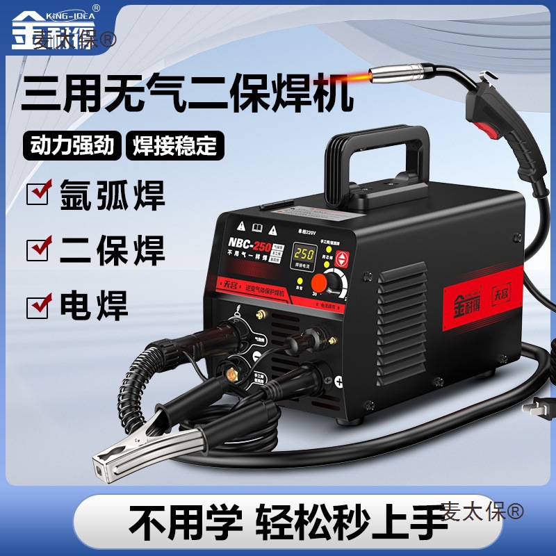 金耐得无气二保电焊机250家用220v氩弧焊三用一体多功能工麦太保