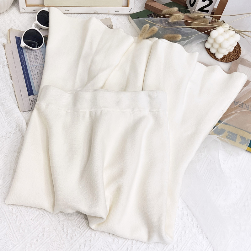 GraceChic Orta Boy Örme Denizkızı Etek Kadınlar İçin 2023 Sonbahar Kış Fransız Retro Çok Yönlü Yüksek Bel Dar Kesim Zarif Yarım Etek_voghion.com