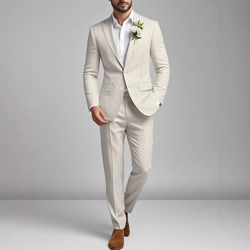 Men's Suit Set for Wedding, Ball, Banquet, Fashion, Business, Slim Fit, Casual Jacket and Pants Two-Piece Set, Groom's Attire
