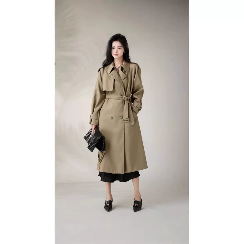 Длинный ретро осенний trench coat, пиджак, костюм, 2024 год, средняя длина, свободного кроя, для подростков