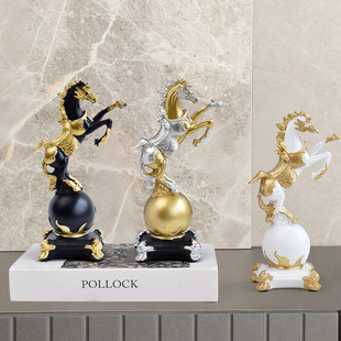 Cross-Border Popular Little Horse Statue Creative Standing Figure for Living Room Tv Cabinet Entrance Decoration Resin Home Decor