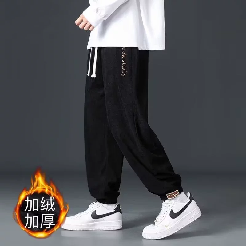 Приливная бренд свободные повседневные вельветовые брюки вельветовые брюки мужские осенние и зимние спортивные штаны для мальчиков с вышивкой буквой флисовые брюки