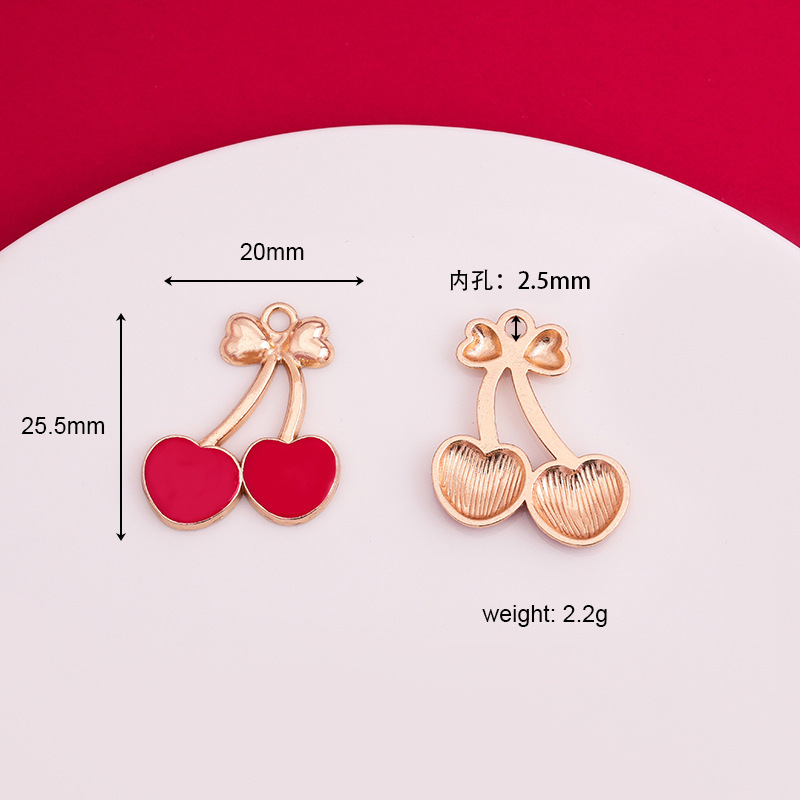 Accesorios de cereza de Manzana de Metal vegetal goteo aceite aleación llavero fruta pendientes pulsera pequeño colgante