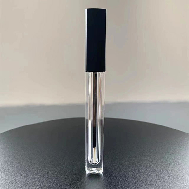 厂家现货供应黑盖透明长唇彩管可制唇釉唇蜜空管方形化妆品包材