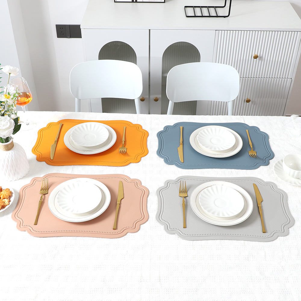 Japón y Corea del Sur venta caliente palacio PVC cuero estampado aislamiento térmico almohadilla de comedor occidental impermeable a prueba de agua a prueba de aceite almohadilla de platos