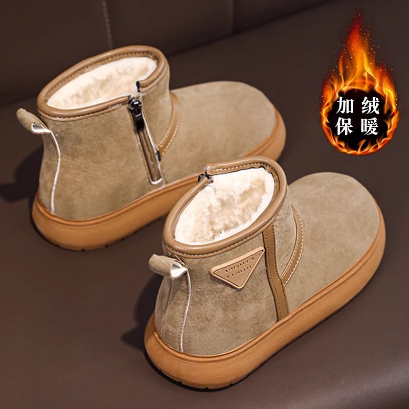 Botas de nieve para niñas en invierno más veludo y grueso 2024 nuevas botas de algodón para niñas calentadas y antideslizantes zapatos de algodón para niños