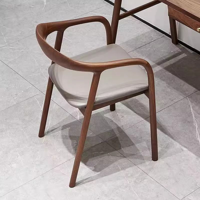 Retro-Style Solid Wood Dining Chair Hiroshima Solid Wood Home Leisure Armchair New Chinese-Style Office Chair with Backrest