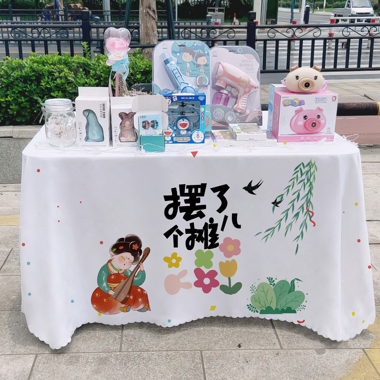 General + 1 estandos de mesa publicitaria