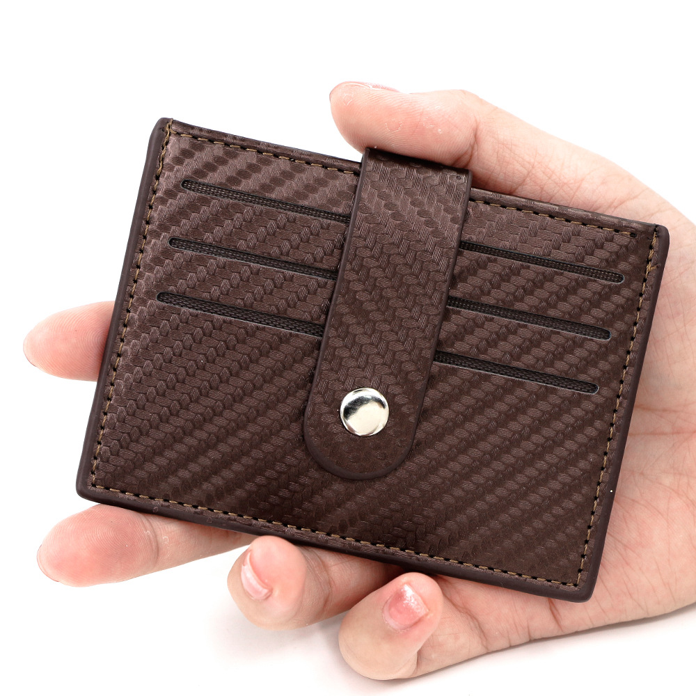 Nueva bolsa de tarjetas delgada de fibra de carbono de moda de negocios multi tarjeta de tarjeta neutra clip pu bolso de cambio bolsa de tarjetas de moda