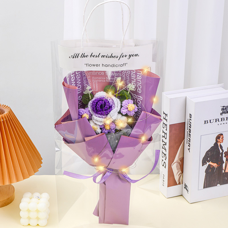 520 día de San Valentín confección de flores de lana tejida a mano buquet productos terminados para esposa novia regalo del día del maestro