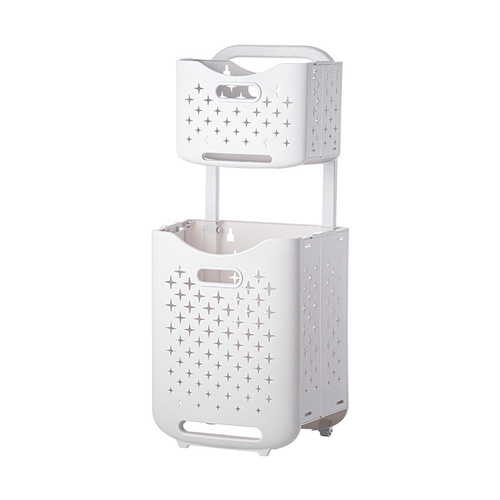Zuocheng factory direct sales plastic combined two-layer laundry basket clothes storage basket pulley dirty clothes bucket dirty clothes basket