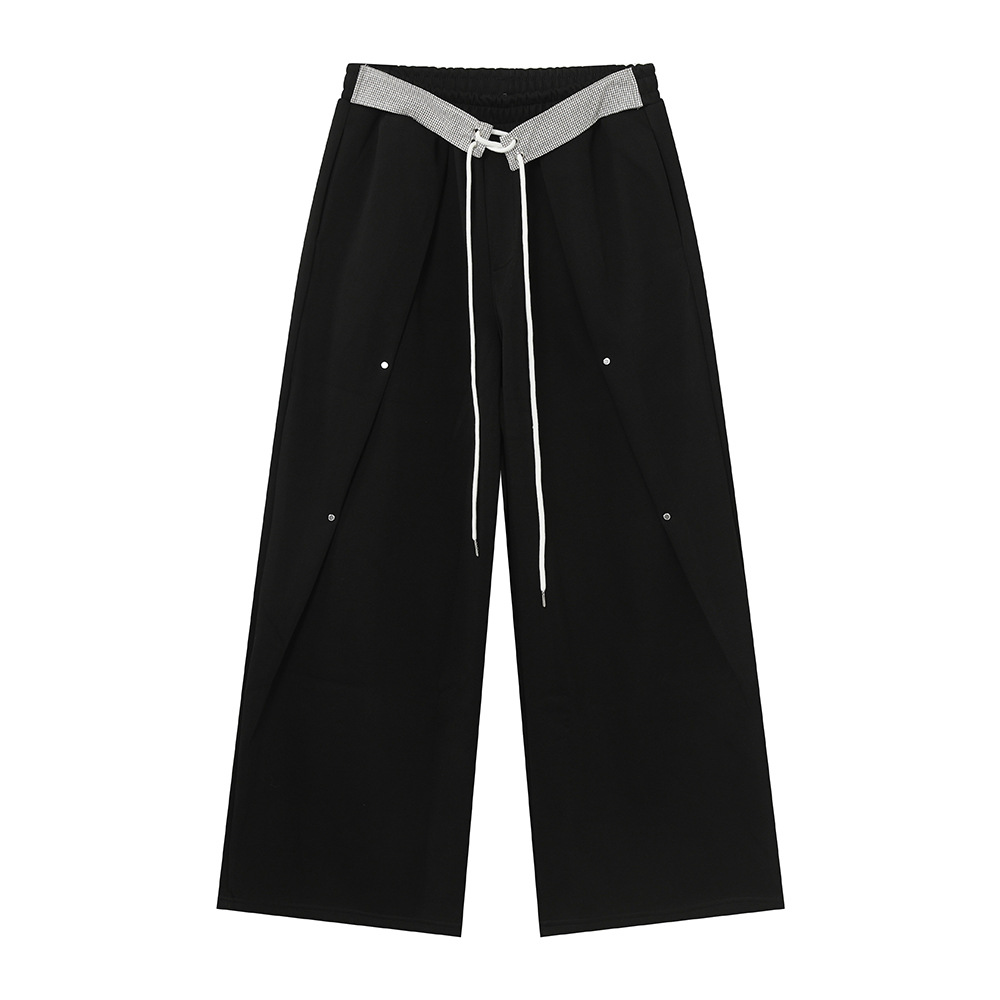 MTLCLOTHES Hombres| Falso de dos piezas de empalme simple versátil relajado conjunto de estilo deportivo relajado diario