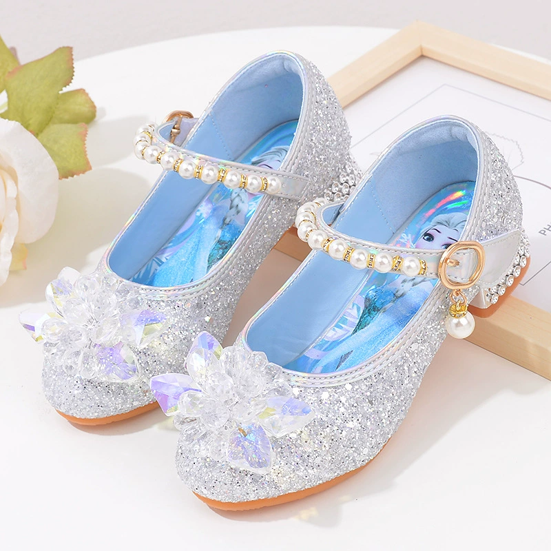 Обувь Aisha Crystal, весенне-Осенняя детская одиночная обувь, кожаная обувь для маленьких девочек, серебряная обувь для танцев для девочек