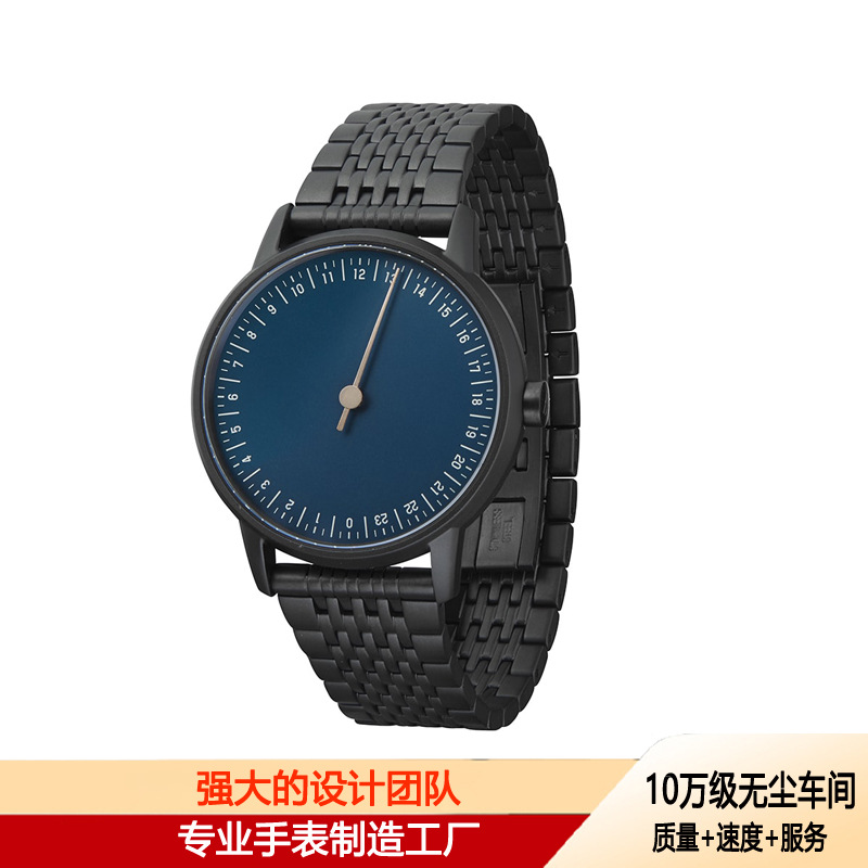 厂家小额定制2023年新款简约个性316L材质圆形单针男款钢带手表