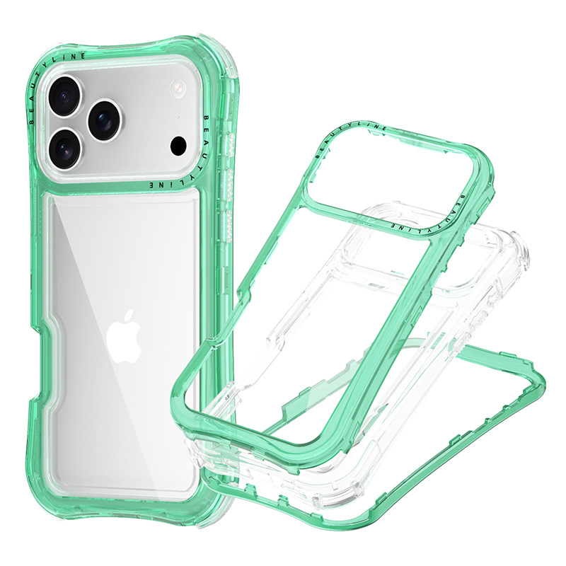 Aplicable Apple IP17 / 18 promax cojín de aire de cintura transparente todo incluido caso de teléfono celular resistente a caídas soporte de impresión de serigrafía LOGO