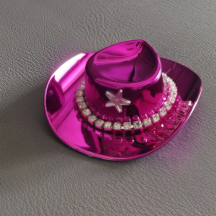 Flash láser clásico sombrero de vaquero patrón decoración fiesta color olla tapa al por mayor muñeca de juguete accesorios sombreros
