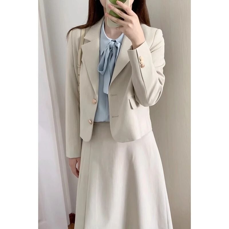 Outfits for a Young-Looking, Petite College Student Taking a Teacher Qualification Interview: Formal Business Suit, Skirt, and Professional Women's Set