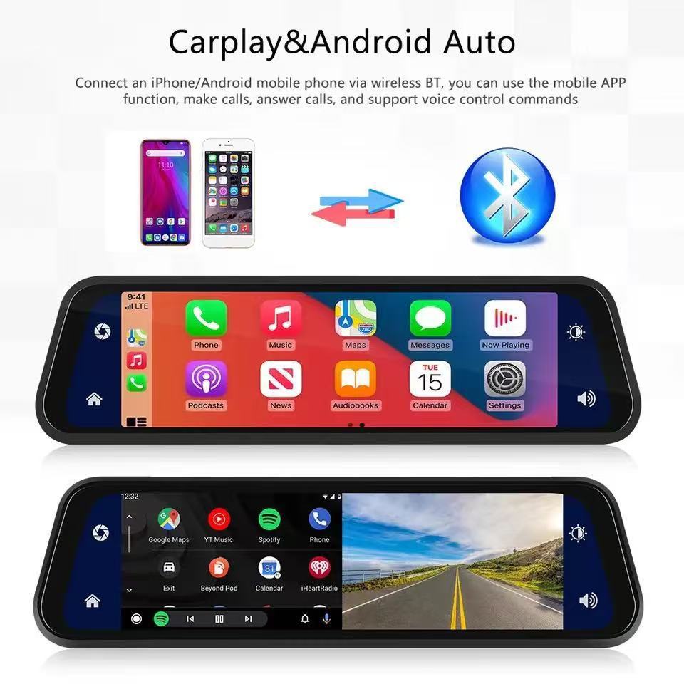 High-Definition 9.66inch Car-Mounted Carplay Mobile Phone Wireless Connection Dash Cam with Front and Rear Dual Recording 4K Navigation Device