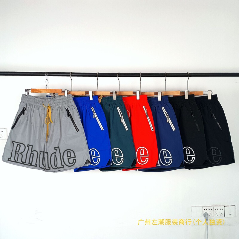 Cross-Border European and American Trendy Rhude Collection Letter 3m Reflective Casual Shorts Men's and Women's American High Street Beach Pants