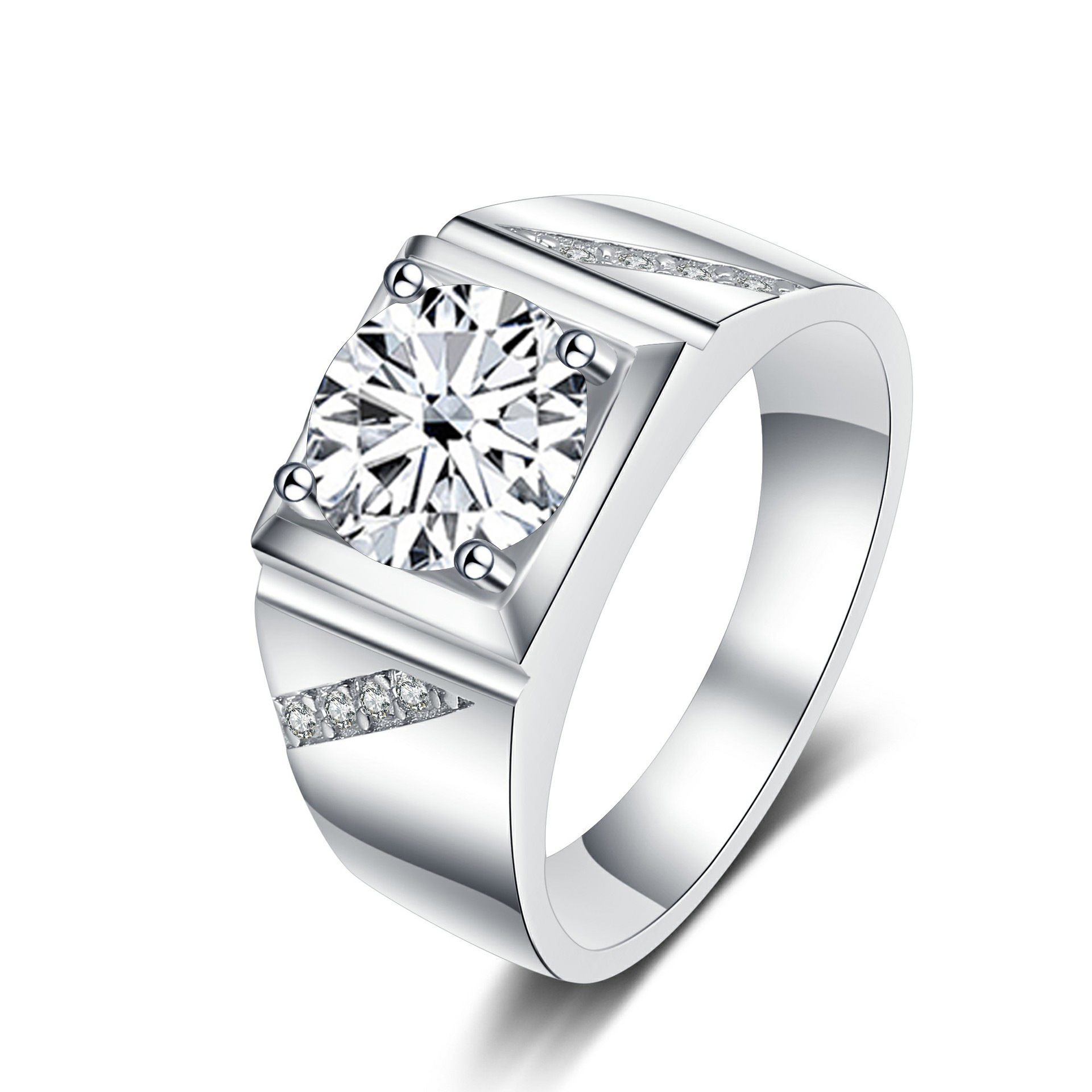 Ventas transfronterizas calientes de 1 quilate 2 quilates anillo de piedra de mosaico colorido psíquico de piedra de mosaico anillo de matrimonio masculino vibración directa