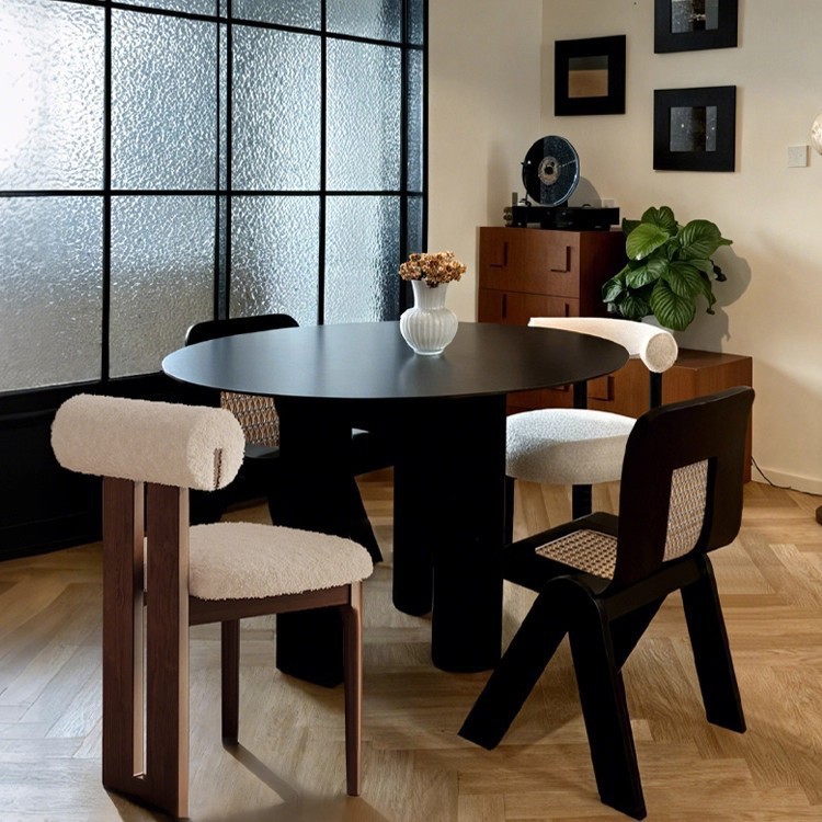 Mingzheng Furniture Factory Antique Style Solid Wood Dining Chair Home Dining Table and Chair Mix and Match Hippo Chair Mermaid Back Chair Retro Rattan