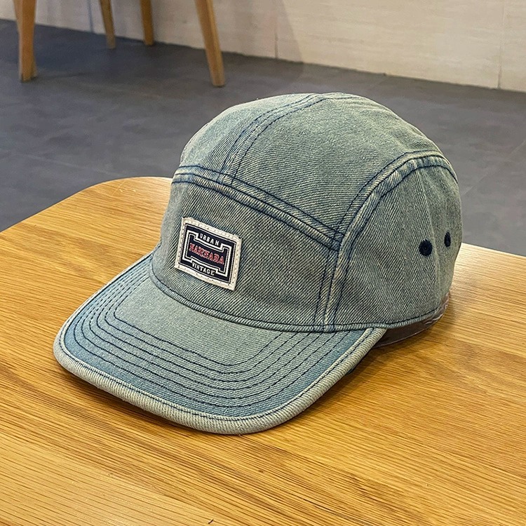 Vintage Baseballkappen aus Denim mit flachem Schirm für Herren und Damen, Harajuku Snapback Cap, modische Streetwear, 5-Panel-Skateboard-Mütze, Casquette, Gorra – Detail 15
