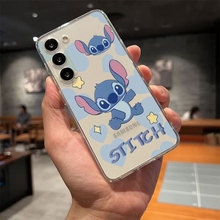 蓝色史迪仔适用SamsungA73手机壳三星GalaxyS22可爱A03透明note20