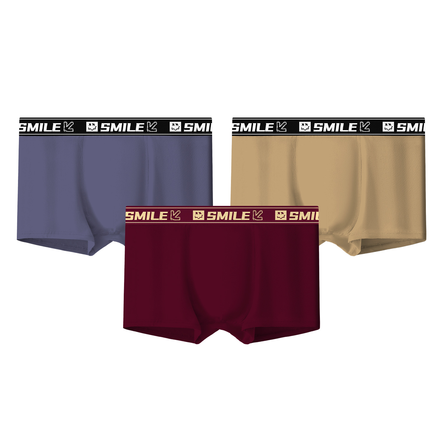 Men's Solid Color Boxer Briefs New Style Comfortable Breathable Pure Cotton Mid Waist Antibacterial Underwear_voghion.com
