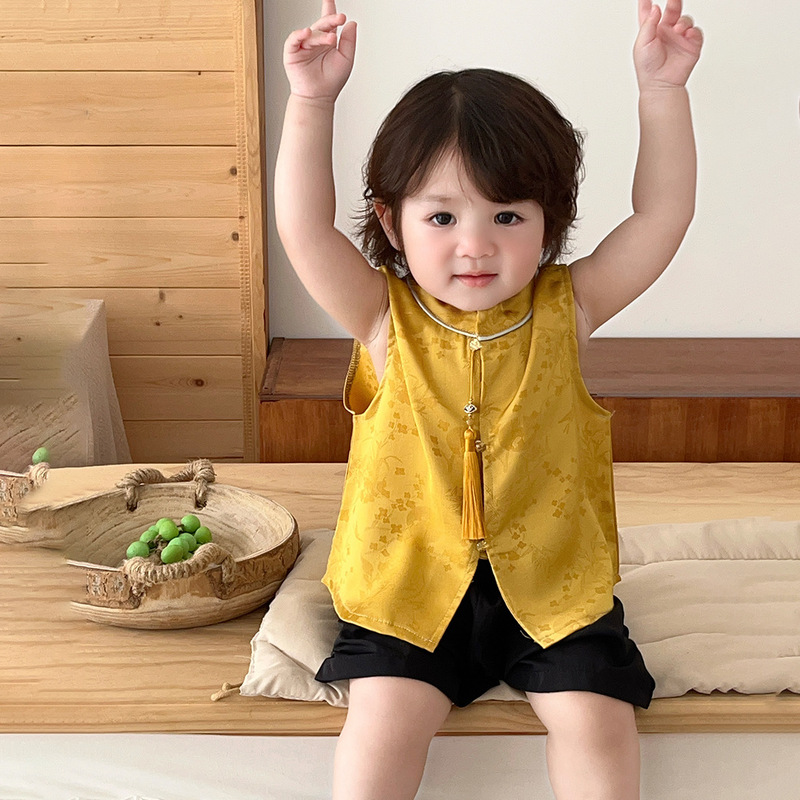 Boys' Hanfu Children's New Chinese-Style Vest Summer Outfit 2026 New High-End Thin Tang Suit Baby Traditional Style Vest Trendy