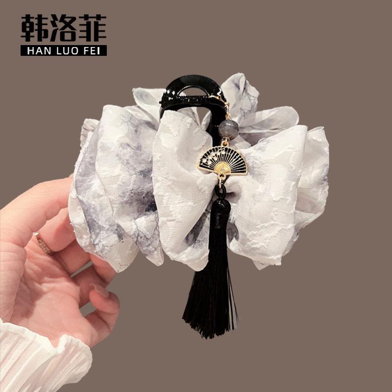 新中式水墨画泡泡发夹女后脑勺云朵抓夹高级感夹子头饰大鲨鱼夹女|undefined