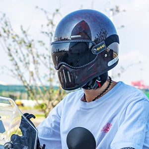Xarici ticarət karbon lifli retro tam üz motosiklet dəbilqəsi, 3C