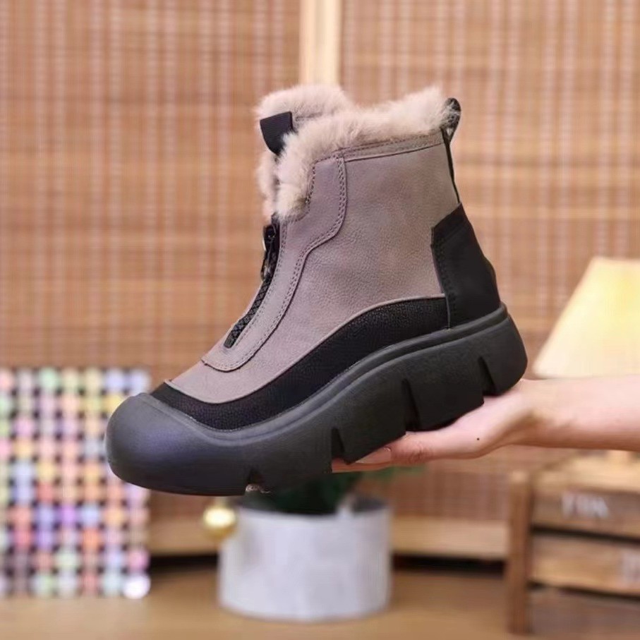 2024 invierno nuevas botas de nieve zapatos de algodón para mujer de suela gruesa botas Martin más zapatos de algodón cálidos de terciopelo botas cortas casuales