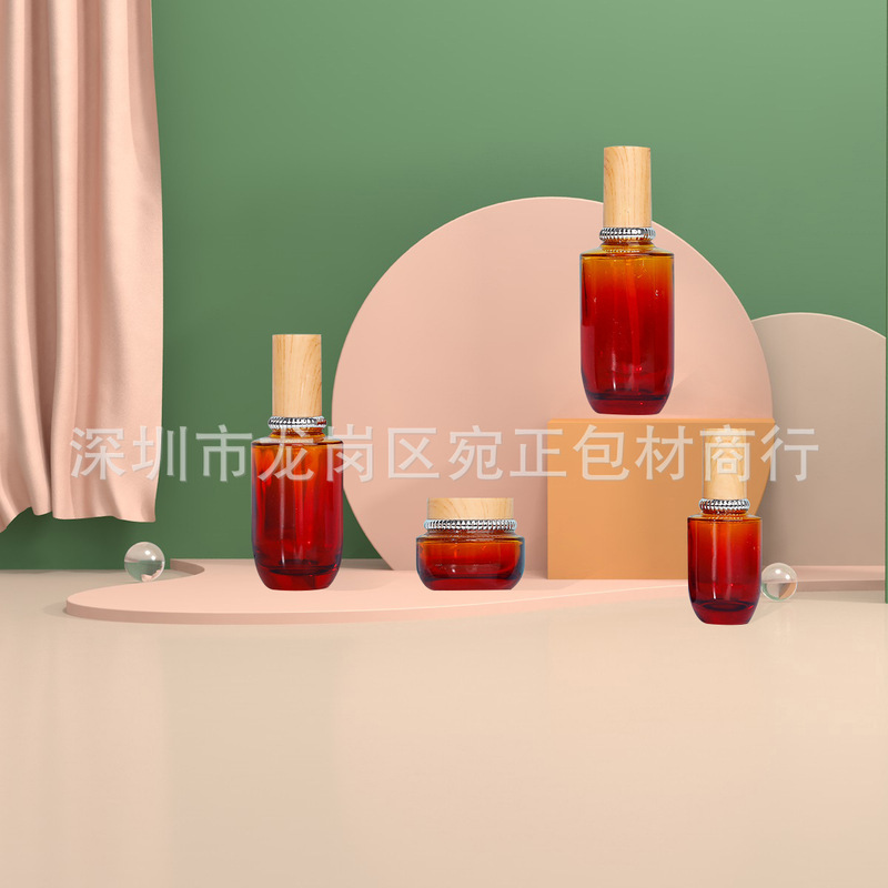 メーカー直販直円ザクロ瓶130ml水クリームエッセンス化粧品スキンケア品赤色工芸ガラス瓶|undefined