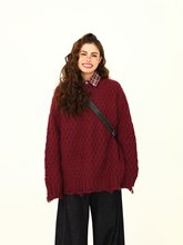 外穿春秋百搭慵懒风v领麻花毛衣温柔韩版上衣软糯粗毛线编织冬厚