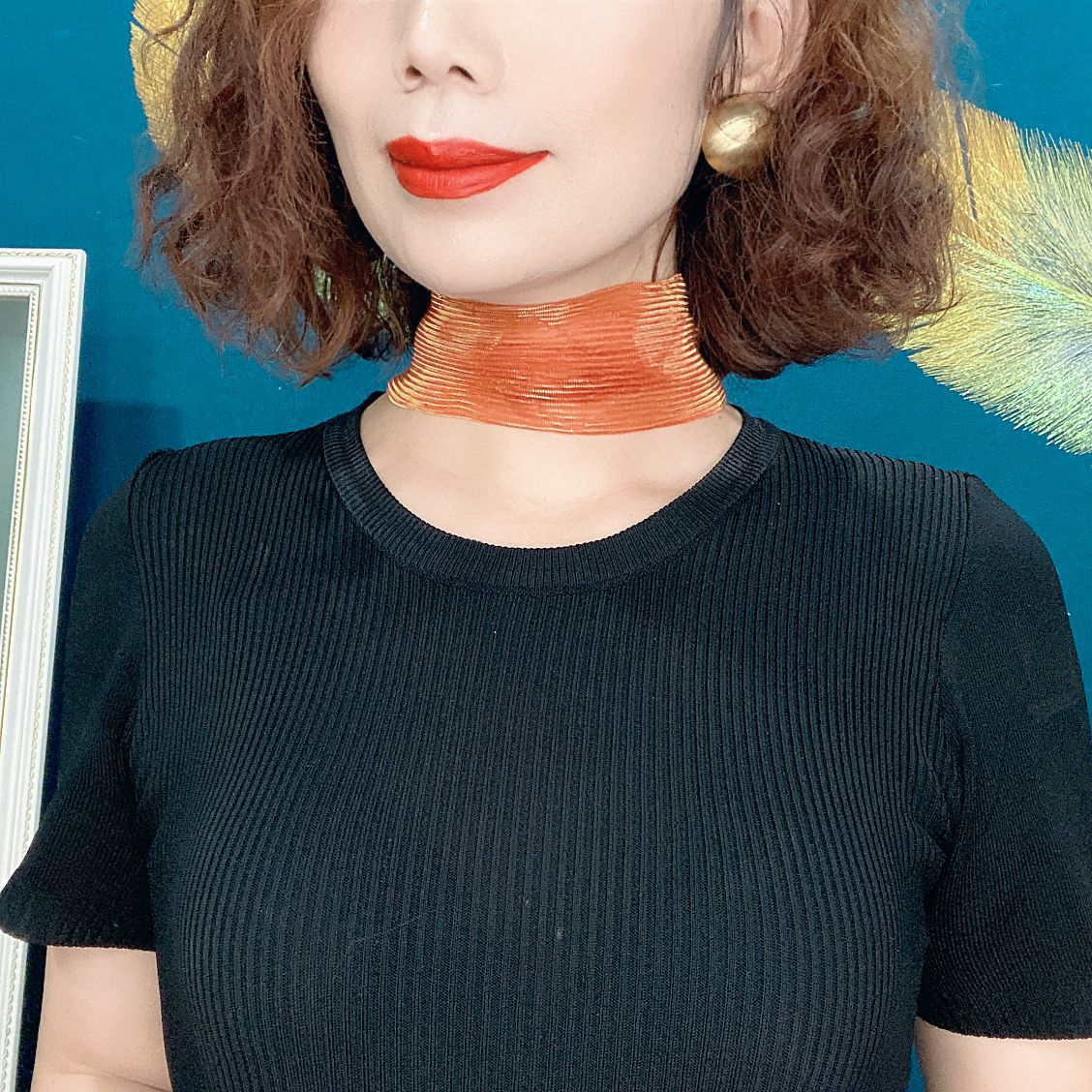 새로운 화려한 실크 다목적 목 스카프 마그네틱 버클 스카프 올 매치 목걸이 작은 스카프 패션 긴 스카프 팔찌 봄과 여름