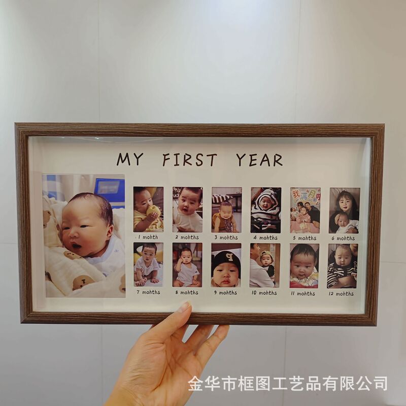 [Production] One-Year-Old Photo Frame for Recording the Growth of Your Baby from 1-12 Months, a Keepsake Birthday Gift, One-Year-Old Photo Frame