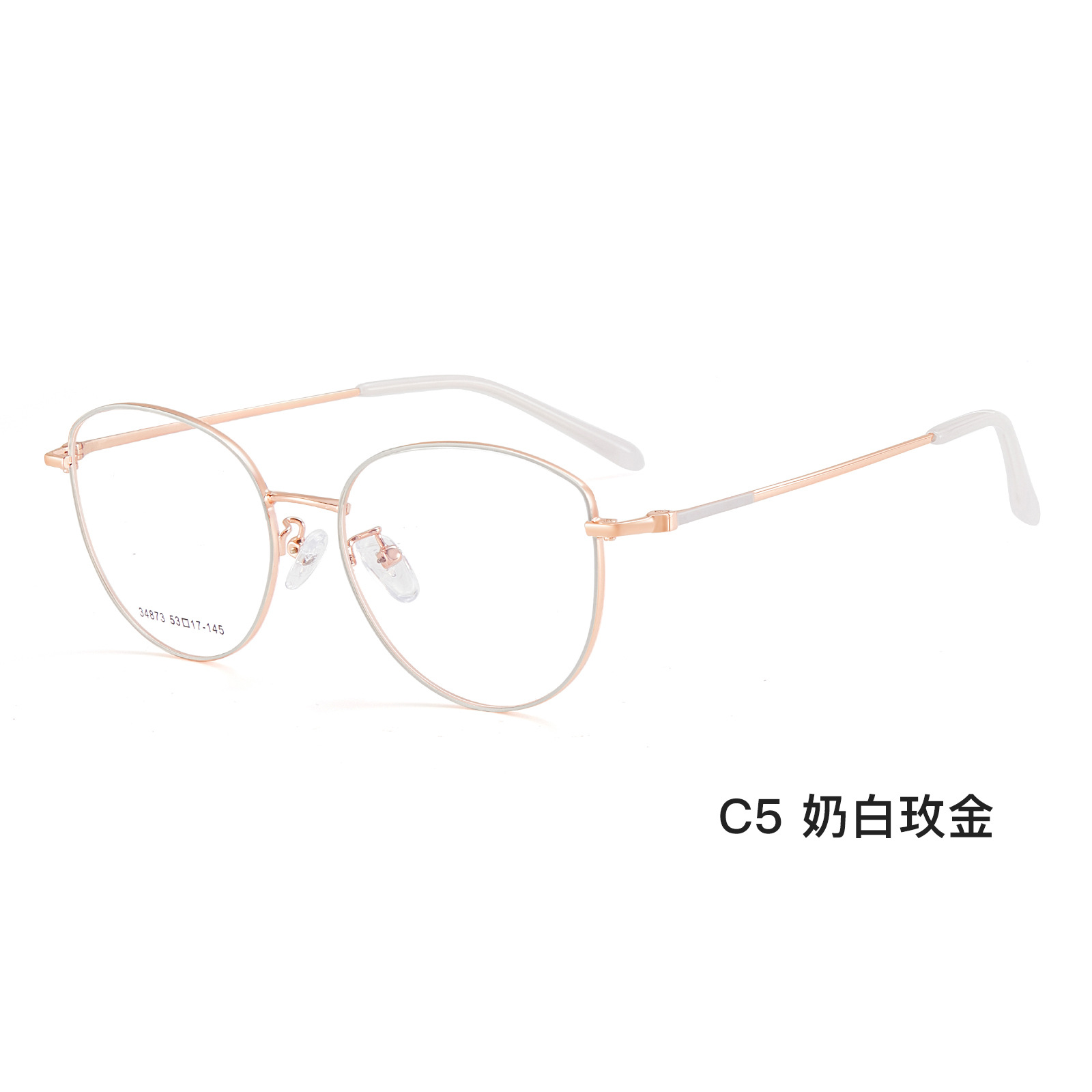 Elegante puro deseo de ojo de gato aleación de alta calidad marco de gafas retro chapado IP ± 15 grados gafas flexibles con gafas al por mayor