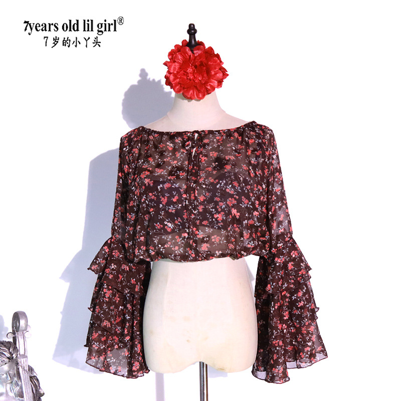 Flamenco Flamenco Dance Spanish Dance Italian Chiffon Ruffled Sleeve Top Hot Sale ECA19