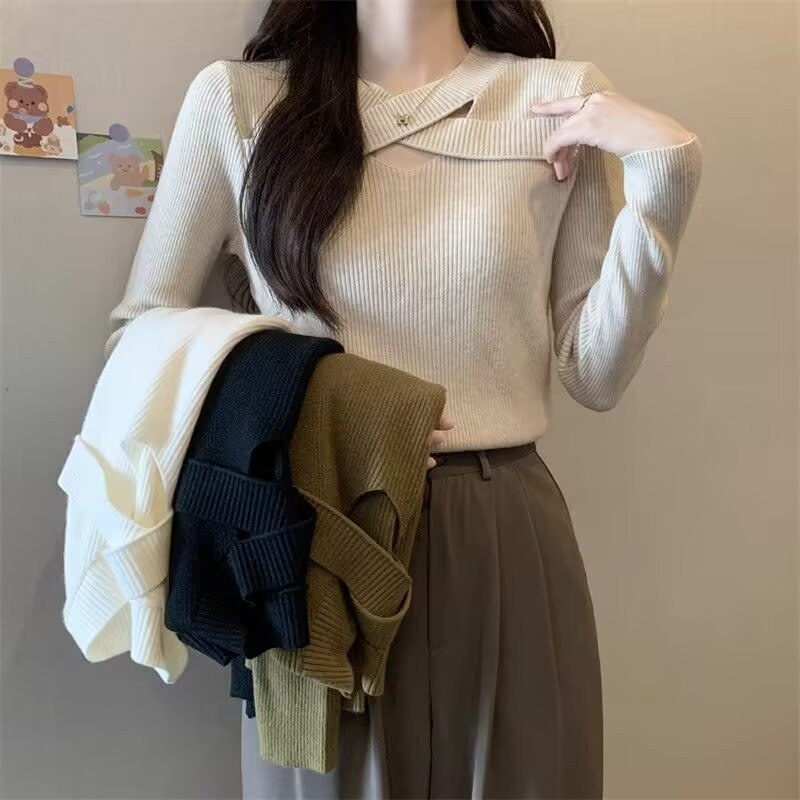 大码高级感小衫内搭黑色打底衫女秋季胖mm显瘦遮肚子针织毛衣上衣|undefined